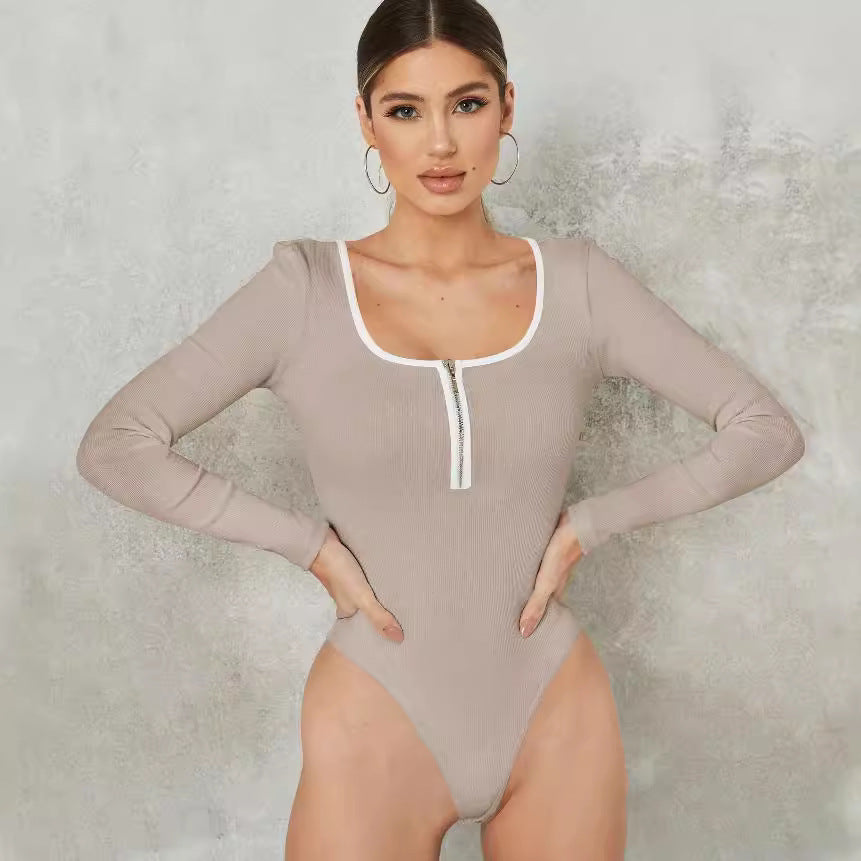 Long sleeve ribbed body for women with zip details Lune London
