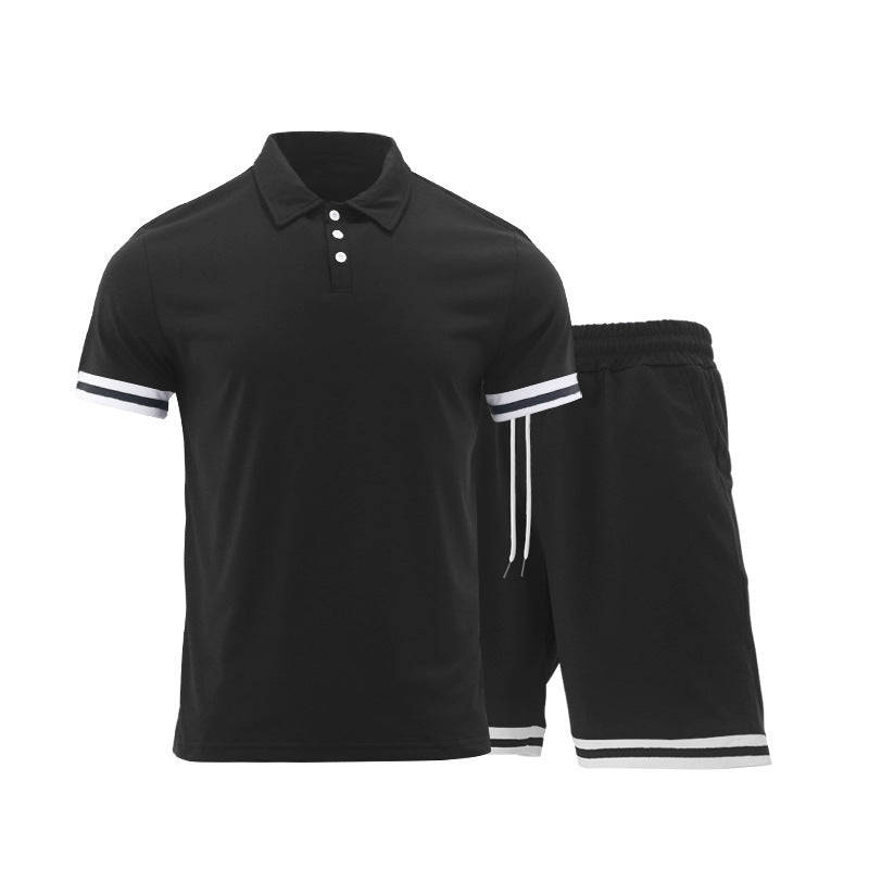 Men's Short Sleeve Sports Set with High-Quality Contrast Stripes and an Elastic Waist Lune London