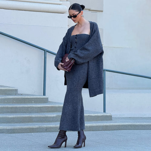 Knit dress for women in a stylish set with oversized cardigan Amarae