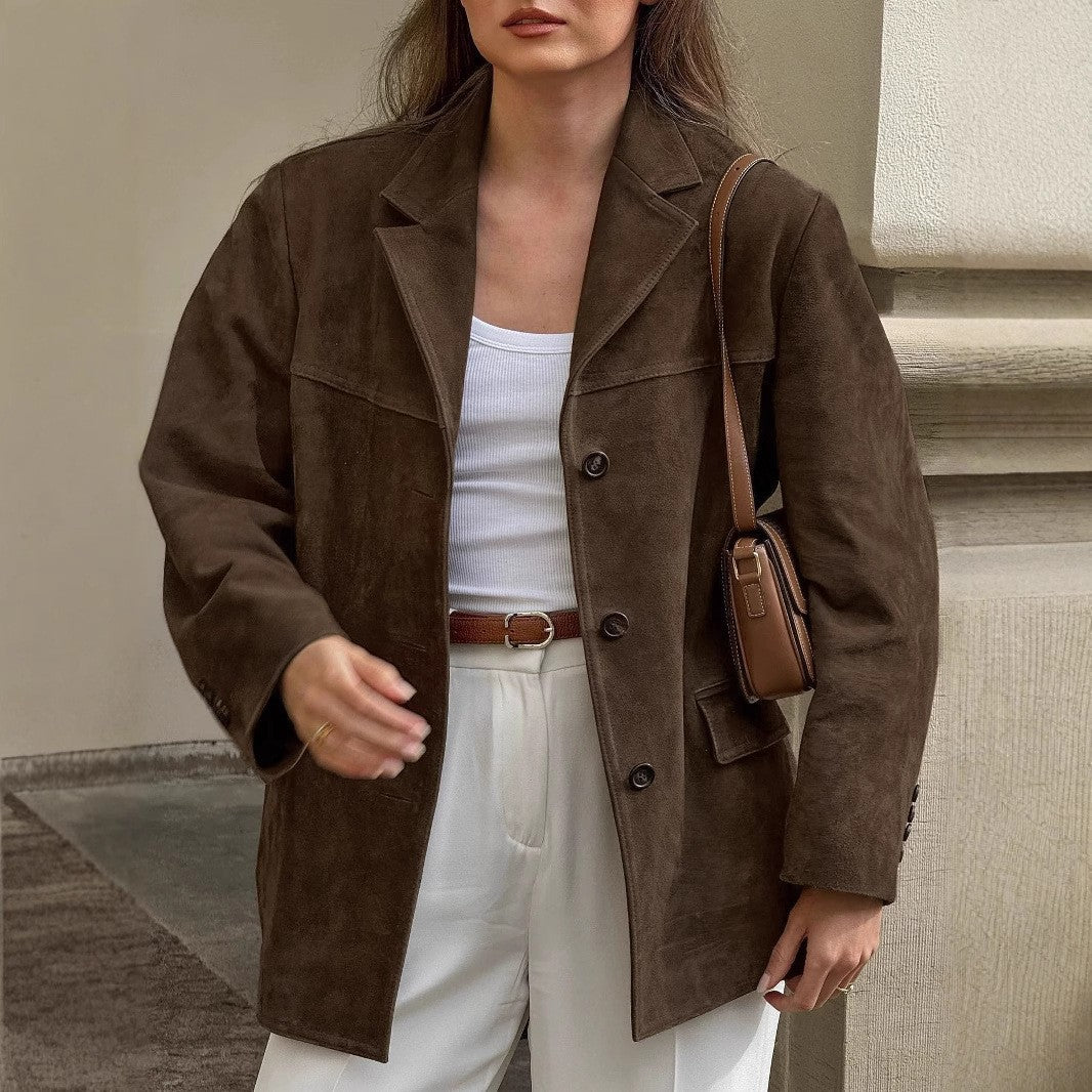 Ladies Oversized Modern Chic Suede Jacket and Style