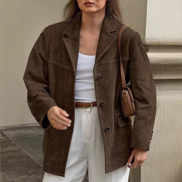 Ladies Oversized Modern Chic Suede Jacket and Style