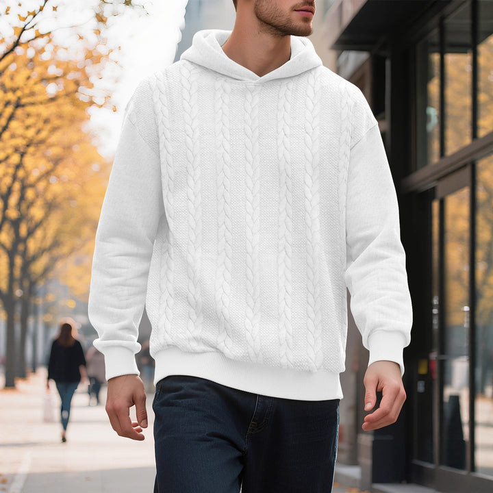 Men's Hoodie with Textured Knitted Pattern and Trendy Accents Lune London