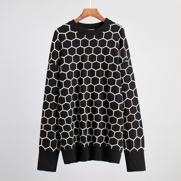 Ladies creative knitted sweater with honeycomb pattern Lune London