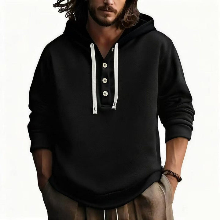 Men's hooded sweatshirt with button placket Chic & Stil