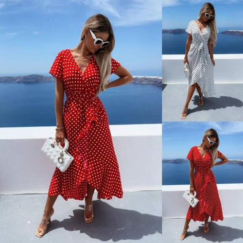 Amarae Women's Fluid Polka Dot Maxi Wrap Dress