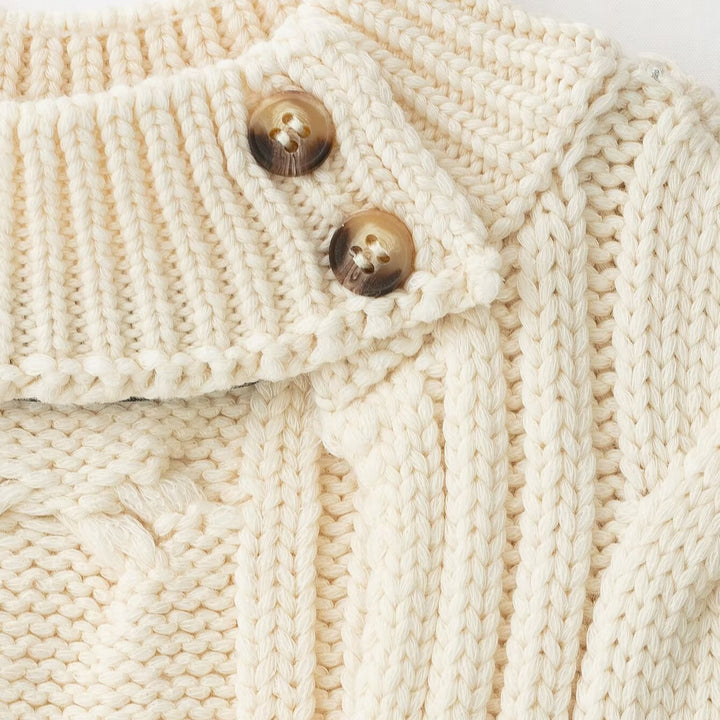 Women's Sleeveless Cable Knit Vest with Stand Collar and Button Detail Amarae