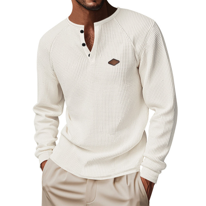 Men's long-sleeve Henley shirt with textured surface Amarae