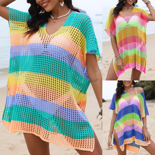 Women Colorful Chic and Stylish Mesh Beach Cover-up