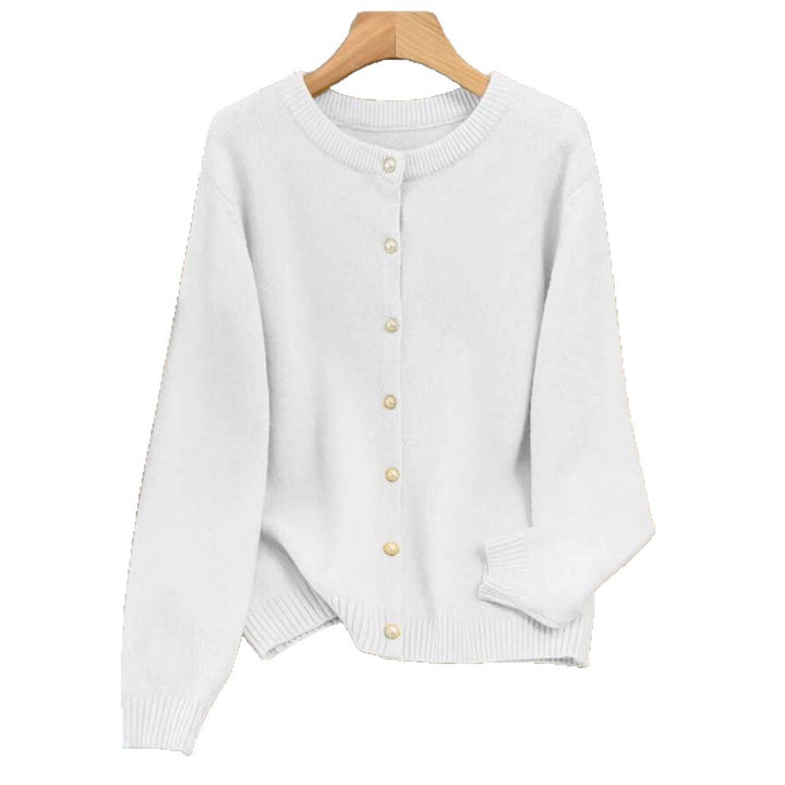 Ladies knitted sweater and cardigan with pearl buttons Lune London