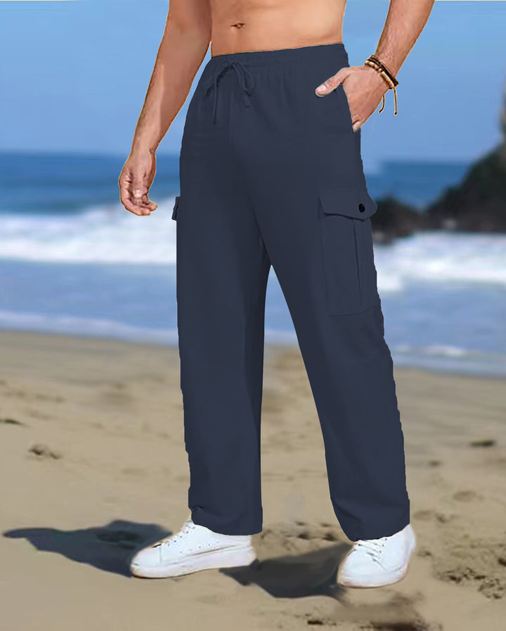 Casual cargo pants for men with elastic waistband and practical side pockets Lune London