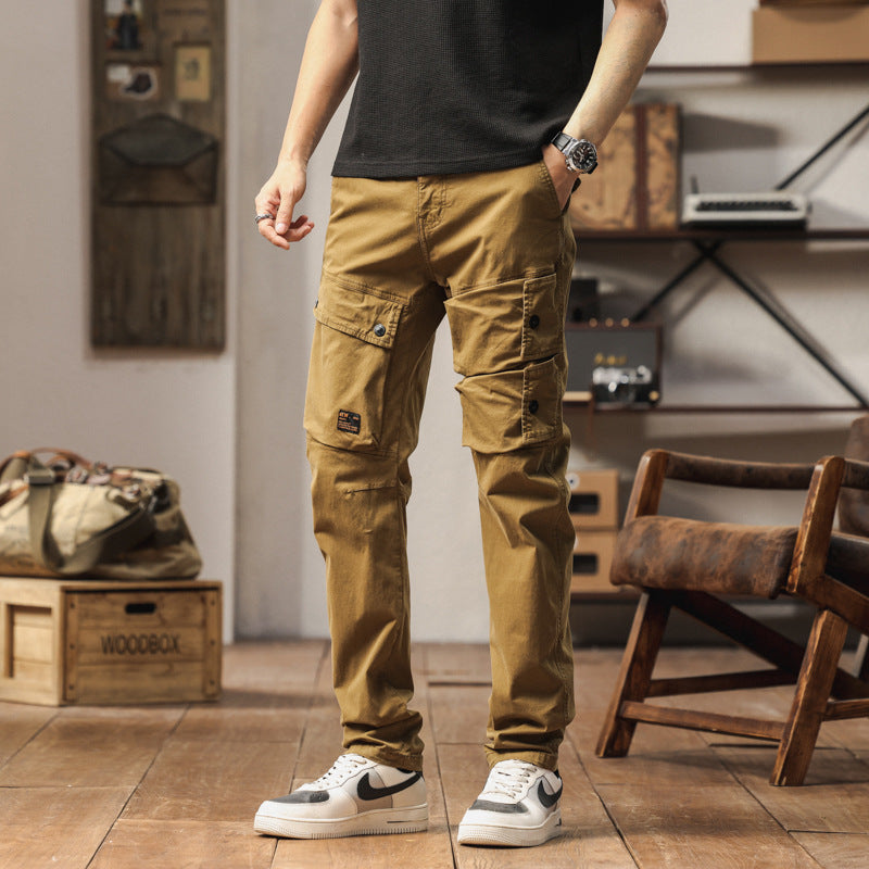 Robust cargo pants for men with elastic waist and multifunctional pockets Lune London