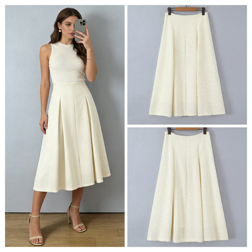 Jupe midi élégante pour femmes avec un motif texturé fin Chic & Stil