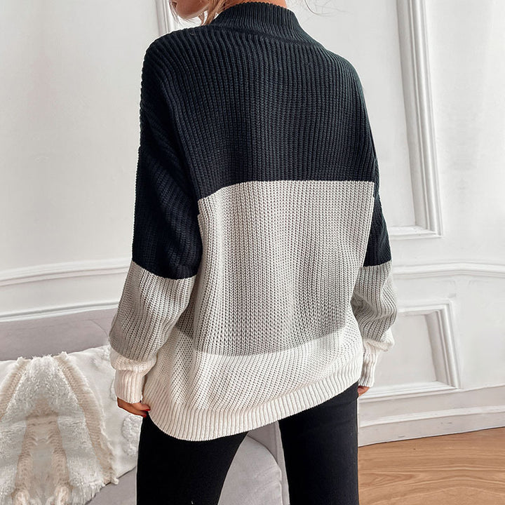 Thick knitted sweater for women with an innovative color block design Lune London