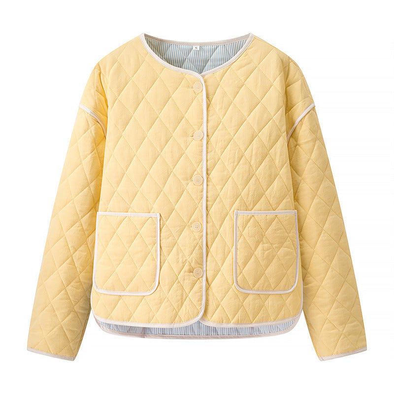 Quilted transition jacket for women with modern pockets Lune London