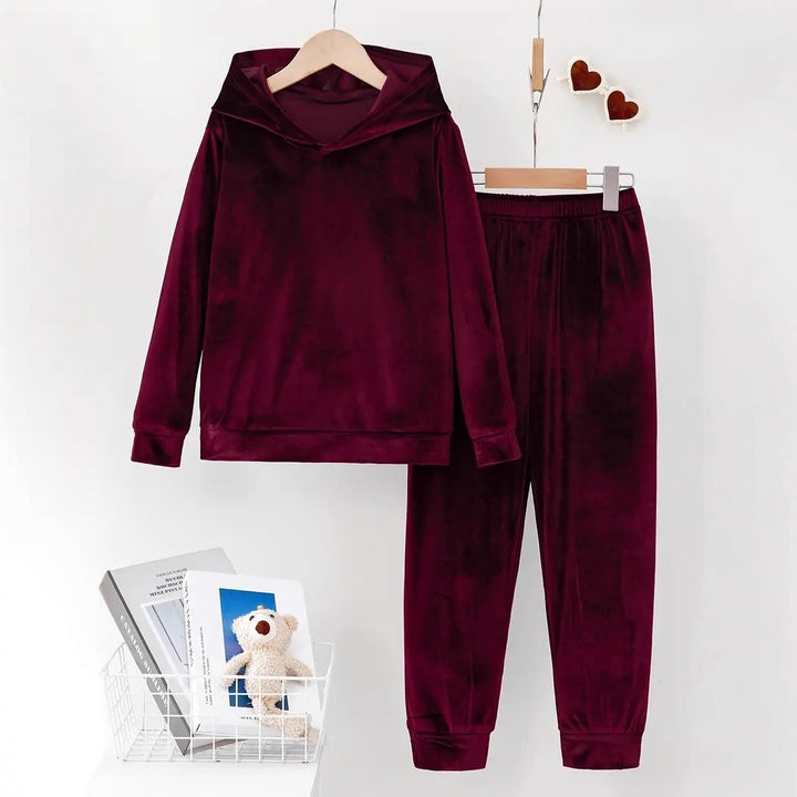 Ladies Comfortable Chic Velvet Hoodie Set