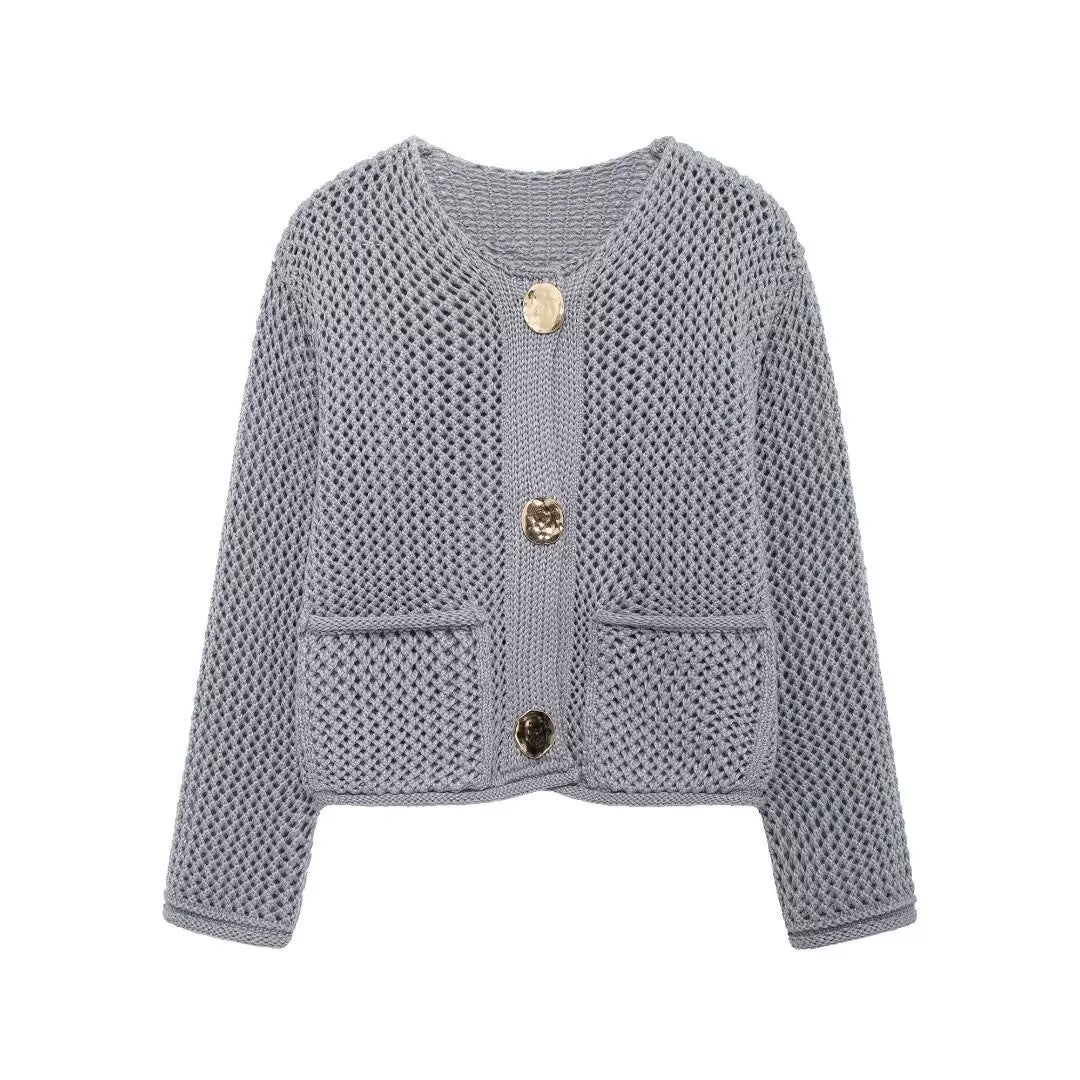 Gilet en maille pour femmes avec poches pratiques et boutons décoratifs Chic & Stil