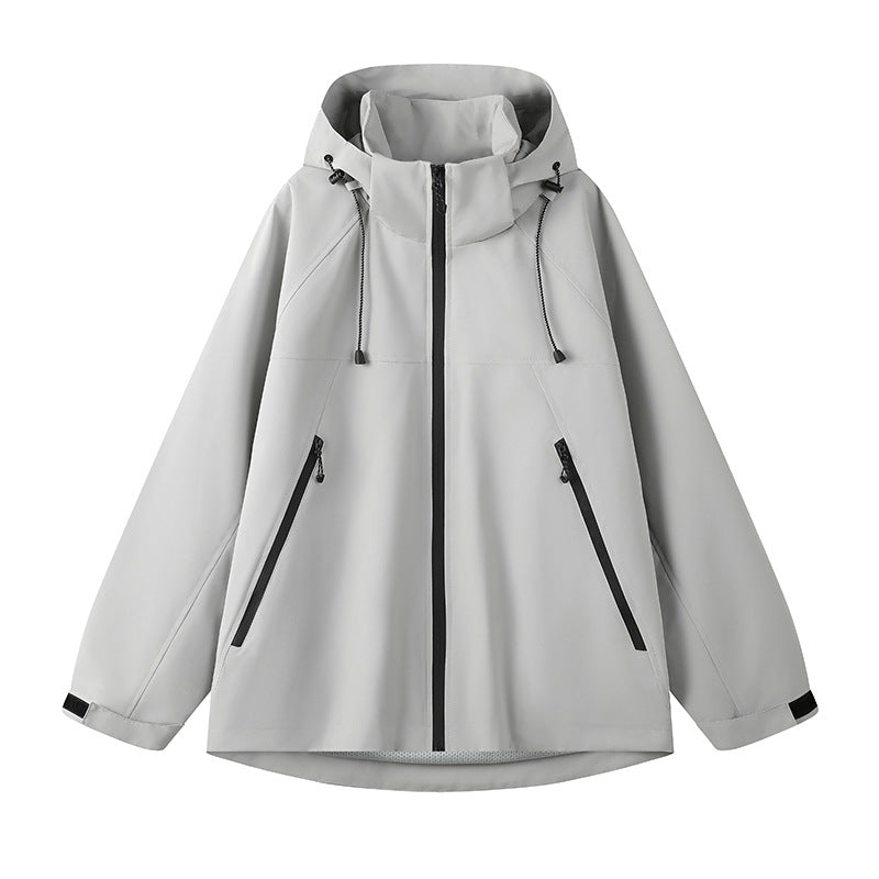 Technical jacket for women with adjustable hood and functional zip pockets Lune London