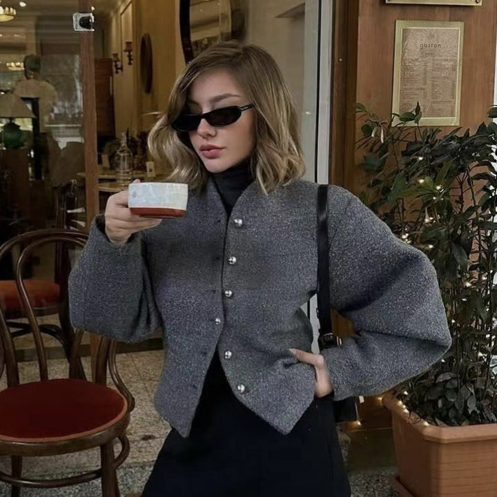 Veste courte à la mode pour femmes avec patte de boutonnage élégante Chic & Stil