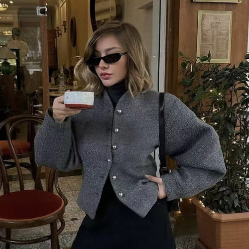 Veste courte à la mode pour femmes avec patte de boutonnage élégante Chic & Stil