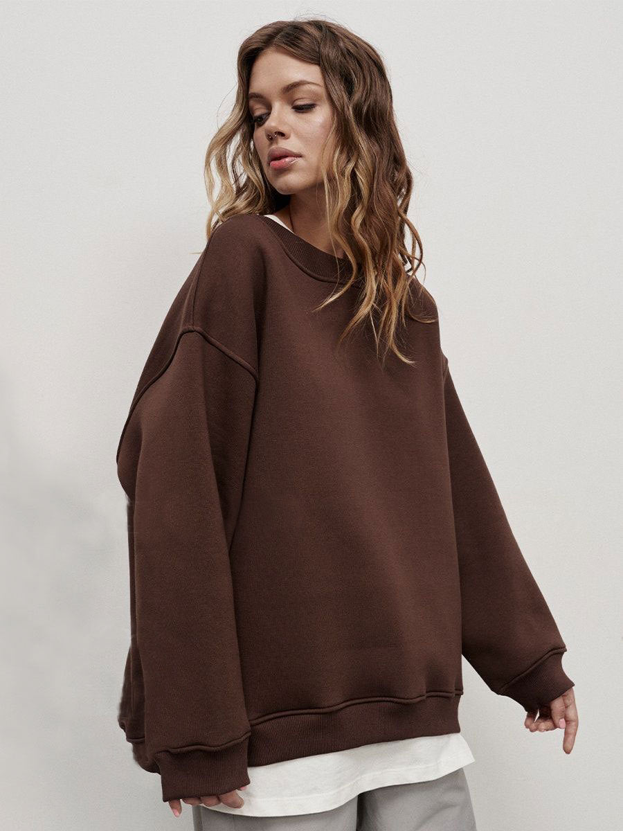 Women's Oversized Sweatshirt with Dropped Shoulder and Soft Fleece Fabric Chic und Stil