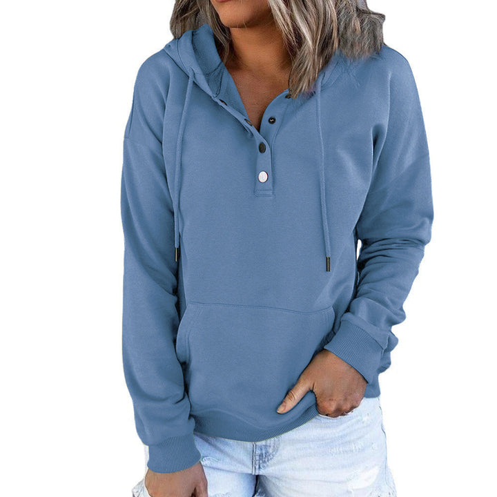 Women's Hoodie with Button Details and Soft Fleece Material Lune London