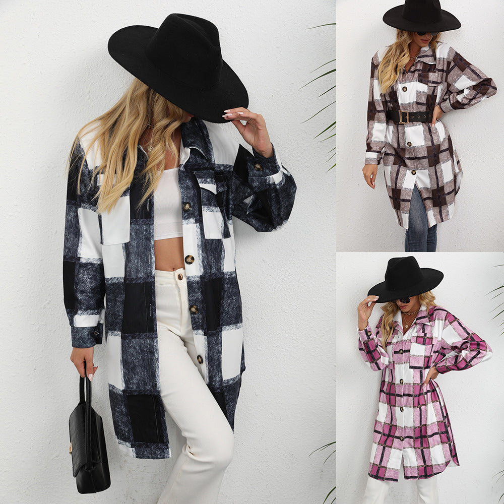Checkered shirt jacket for women with elegant button details Lune London