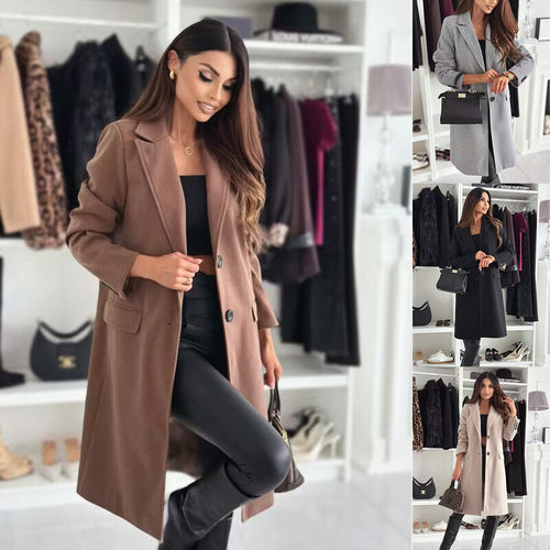 Ladies Elegant, chic Long coat with pockets Amarae