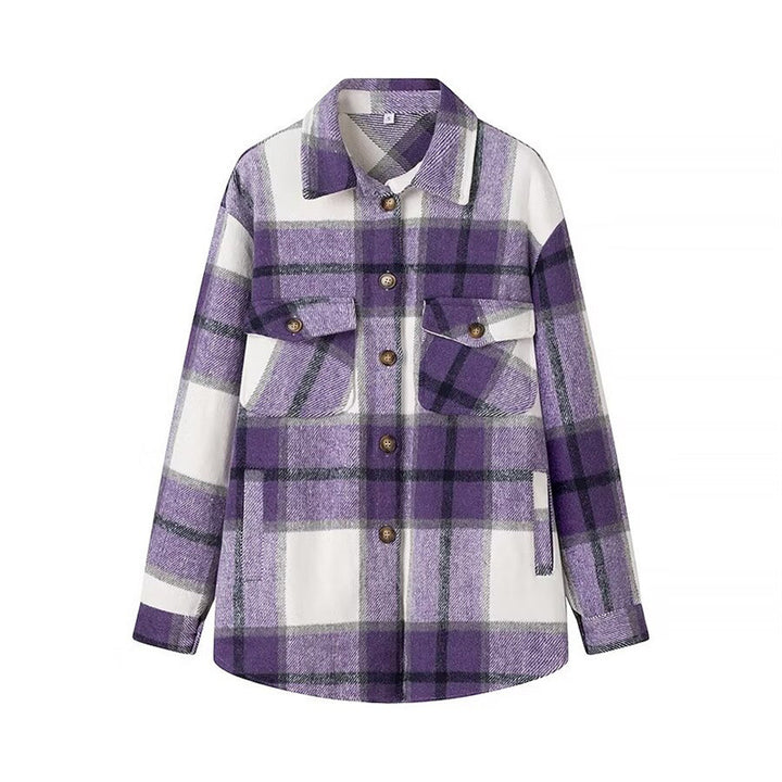 Veste en flanelle à carreaux pour femmes avec poches Chic & Stil