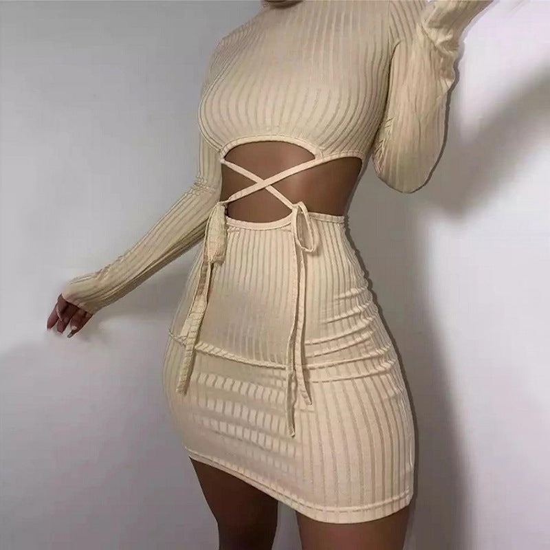 Fitted wrapped dress for women with cut-out details Lune London