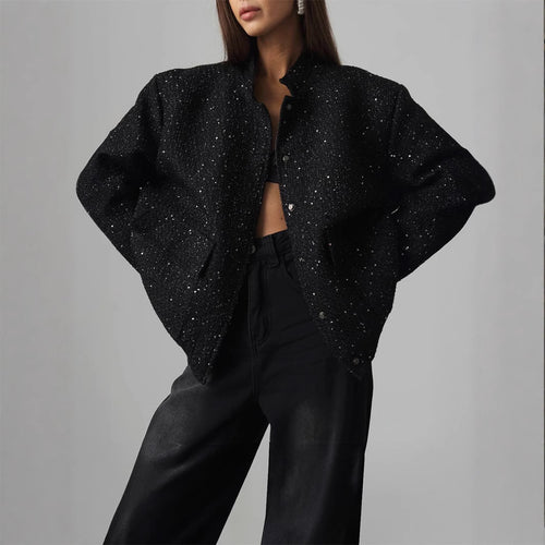 Ladies Glamour Hoodie with a sparkling structured design and practical pockets Amarae
