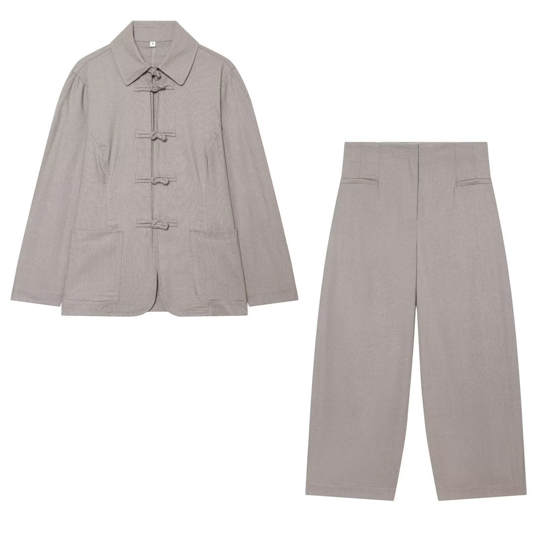 Women high-waisted cropped palazzo pants with concealed front seam Amarae