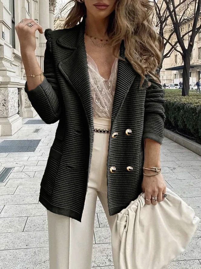 Women Elegant Structured Blazer Jacket with Classic and Playful Button Details Lune London
