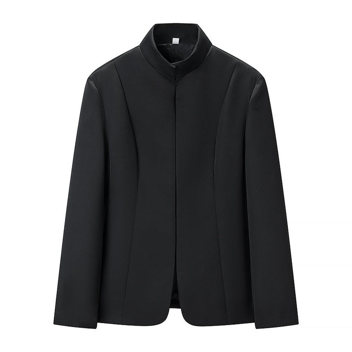 Women's short fitted blazer with stand-up collar and matching skort set Amarae
