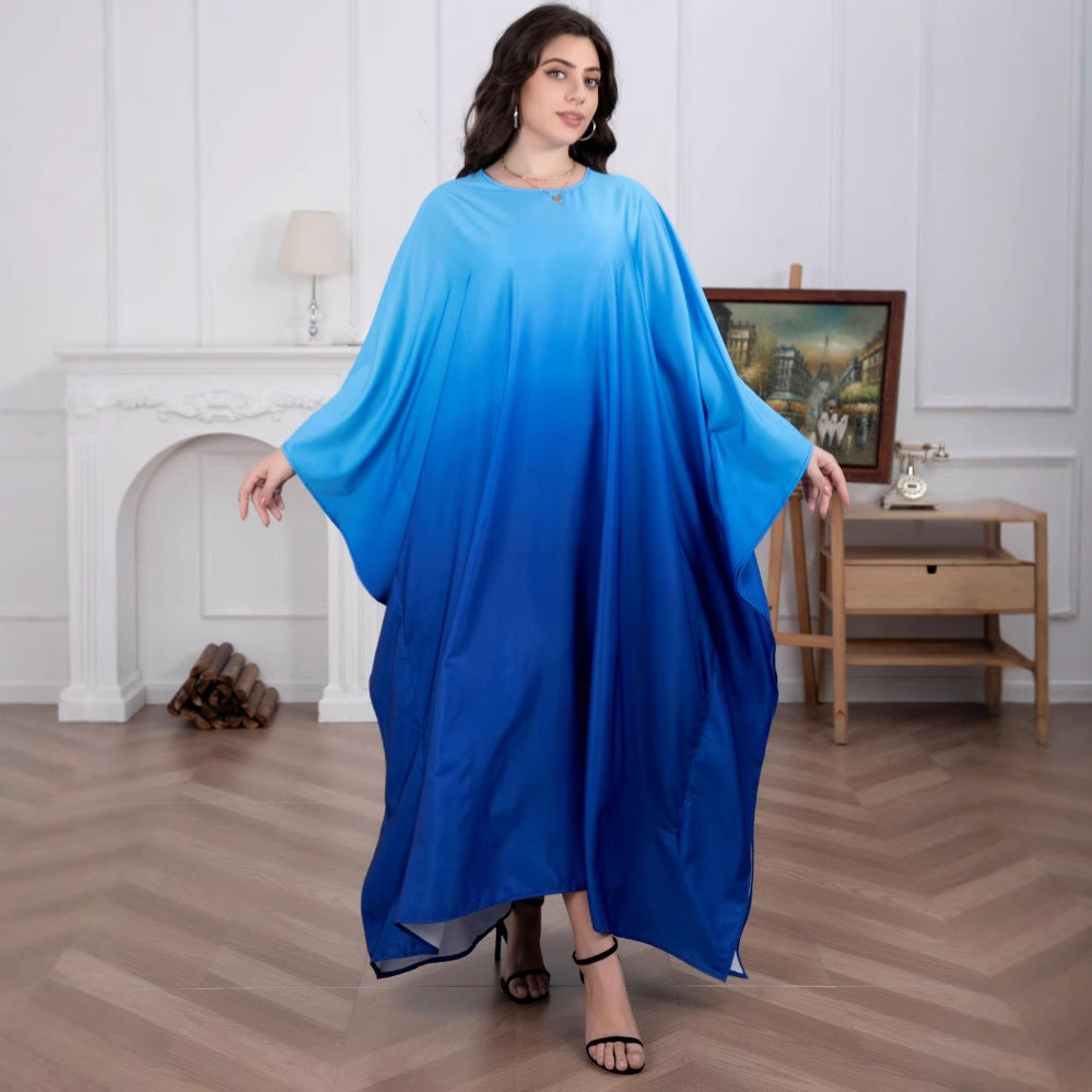 Women's maxi dress with flowing watercolor pattern and wide-cut sleeves Lune London