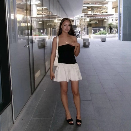 Strapless dress for ladies with flared skirt Amarae