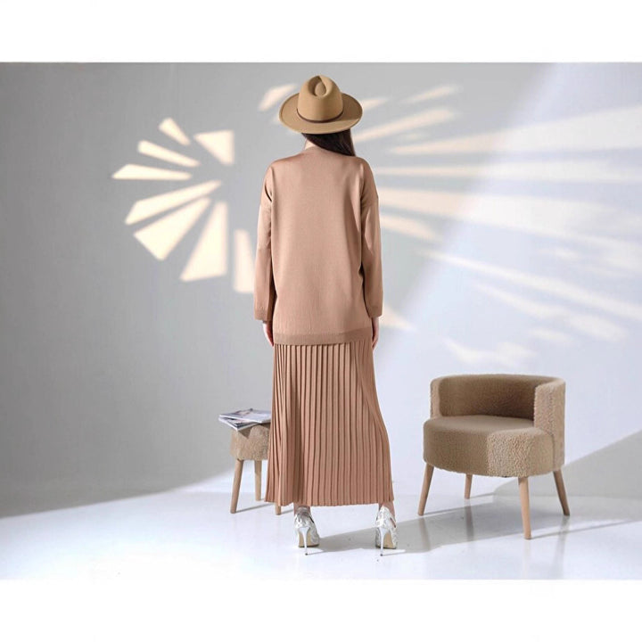 Ensemble Chemise à Manches Longues et Jupe Plissée pour Femme Chic & Stil
