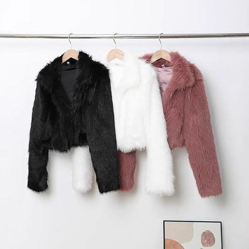 Short faux fur jacket for women with soft fur and an elegant silhouette Amarae