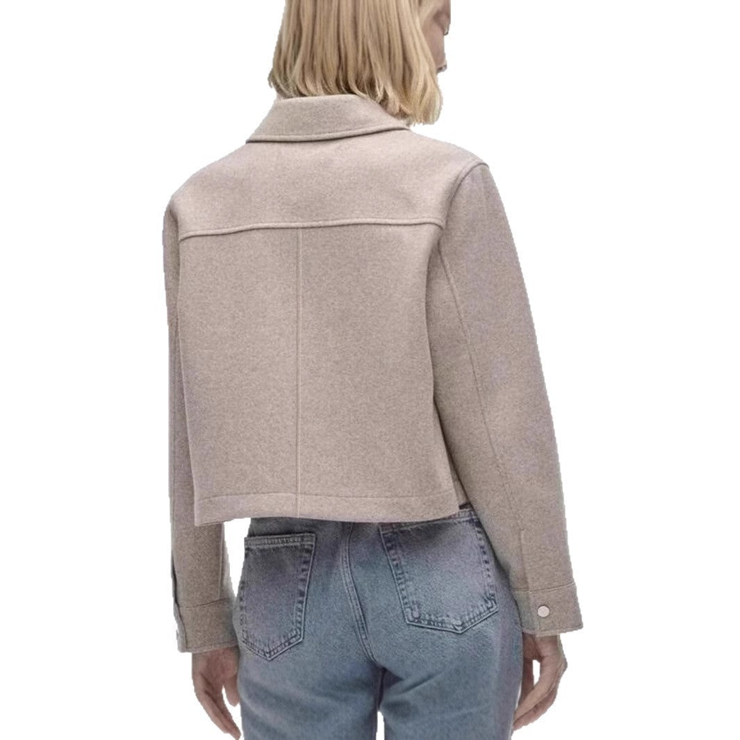 Women's Short Wool Jacket In Classic Style with Patch Pockets Amarae