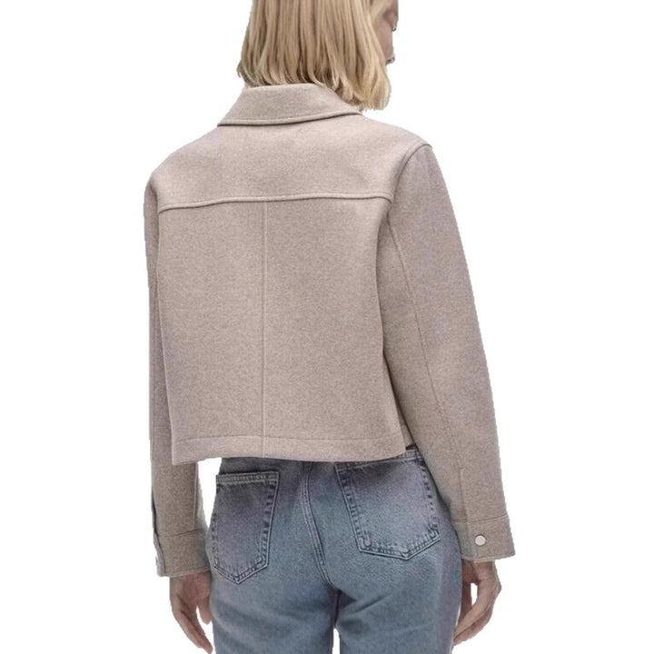 Women's Short Wool Jacket In Classic Style with Patch Pockets Amarae