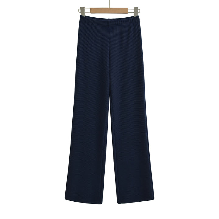 Women's wide knit pants with waffle structure and high waistband Amarae