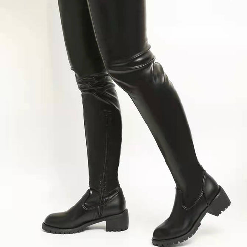 Knee-high synthetic leather boots for women with non-slip sole Amarae