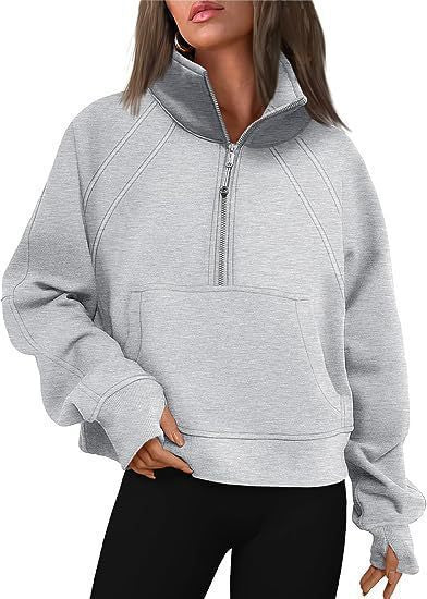 Ladies mid-zip plush pullover with hood and kangaroo pocket Lune London