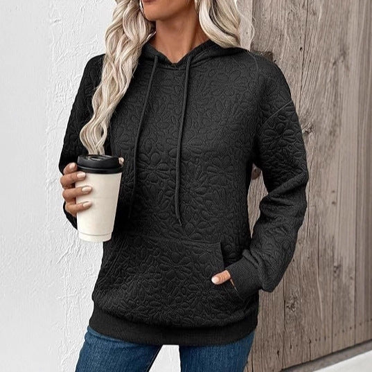 Sweatshirt femme à la mode avec motif fleuri texturé Chic & Stil
