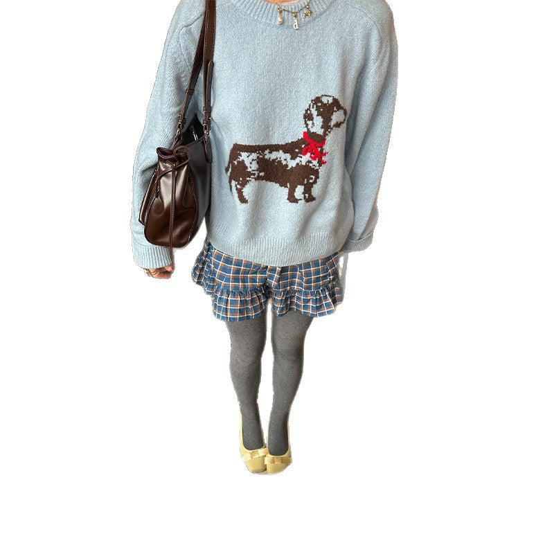 Women's sweatshirt with playful dog design and ribbed sleeves Lune London