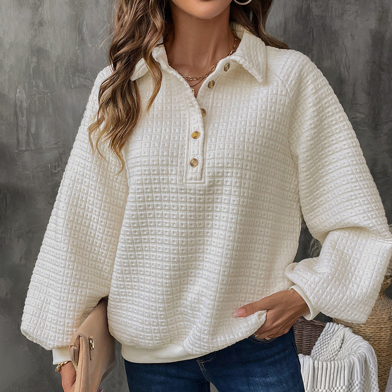 Women casual sweatshirt with button placket and oversized fit Lune London
