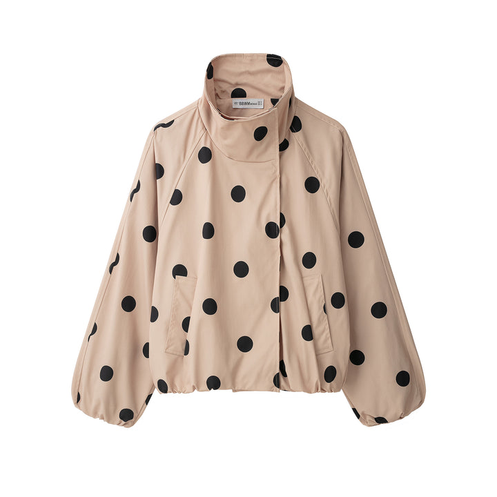 Women's short jacket in cape style with stand-up collar and balloon sleeves Amarae