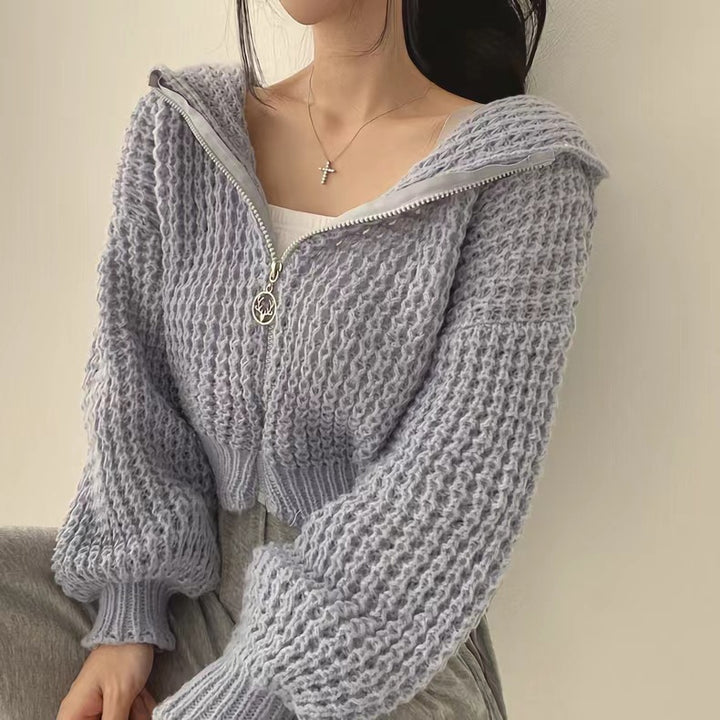 Cardigan femme avec fermeture éclair décontractée et manches volumineuses Chic & Stil