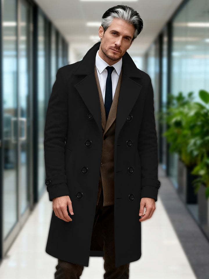 Men's wool double-breasted coat with modern cut Lune London