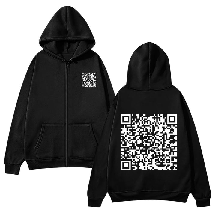 Women's hoodie jacket with QR code design and soft fleece Lune London