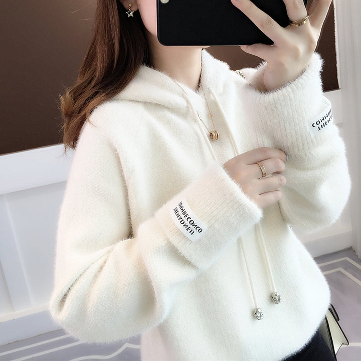 Ladies Cozy Hooded Sweatshirt with Drawstring and High Neck Amarae